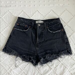 Abercrombie & Fitch Mom Short High Rise Black Denim Curve Love